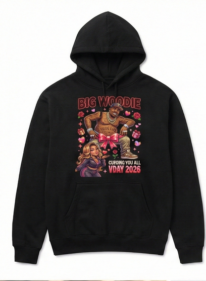 Big Woodie "Curving You All" V-Day 2026 Premium Black Hoodie