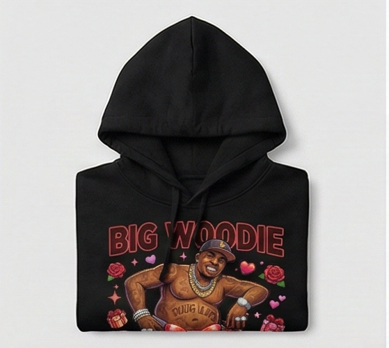 Big Woodie "Curving You All" V-Day 2026 Premium Black Hoodie