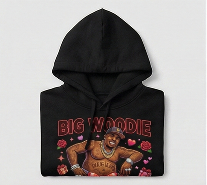 Big Woodie "Curving You All" V-Day 2026 Premium Black Hoodie
