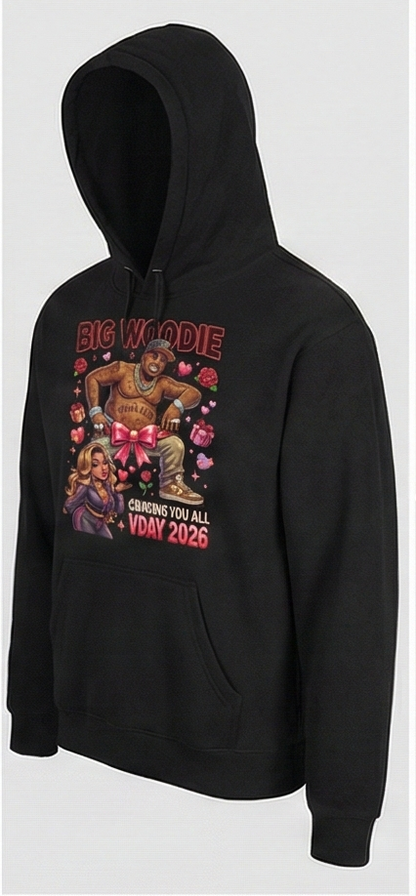 Big Woodie "Curving You All" V-Day 2026 Premium Black Hoodie