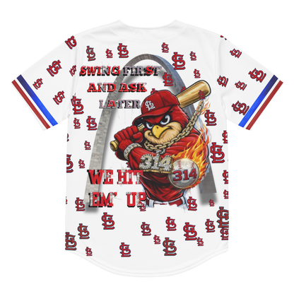 Baseball-themed t-shirt with a cartoon character and text on a white background