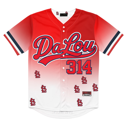 ALLIURE "Da Lou 314" Luxury Streetwear Baseball Jersey – Red & White Gradient Mesh