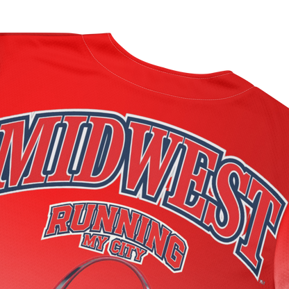 ALLIURE "Da Lou 314" Luxury Streetwear Baseball Jersey – Red & White Gradient Mesh
