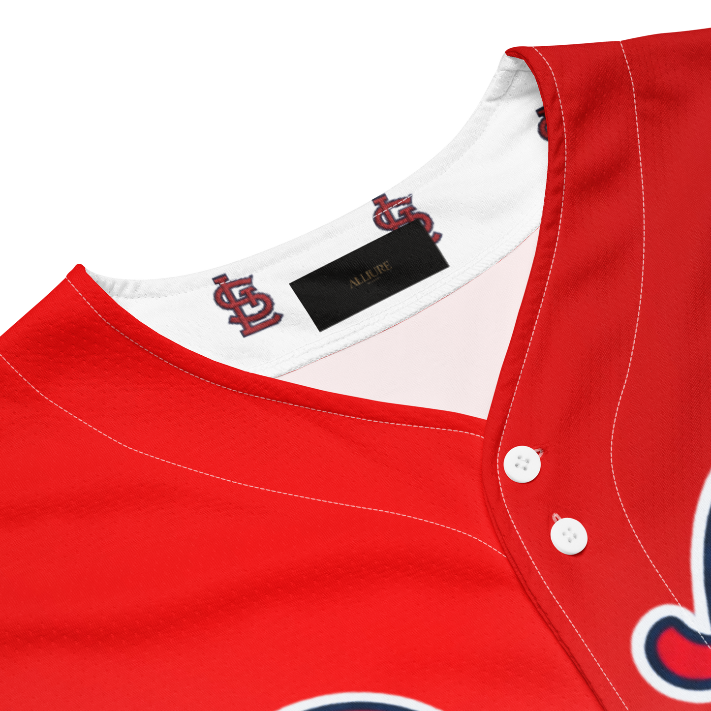 ALLIURE "Da Lou 314" Luxury Streetwear Baseball Jersey – Red & White Gradient Mesh