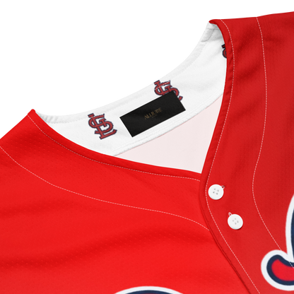 ALLIURE "Da Lou 314" Luxury Streetwear Baseball Jersey – Red & White Gradient Mesh