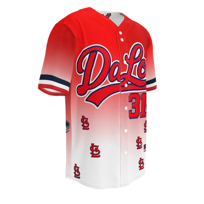 ALLIURE "Da Lou 314" Luxury Streetwear Baseball Jersey – Red & White Gradient Mesh