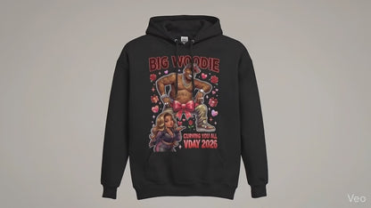 Big Woodie "Curving You All" V-Day 2026 Premium Black Hoodie
